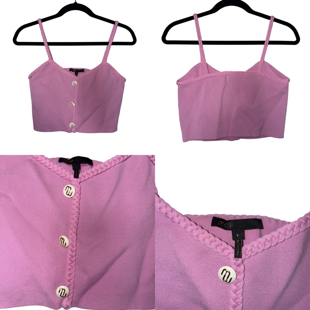 Maje Madeny Braides Pink Crop Camisole